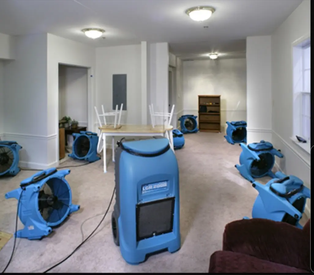 Air movers and dehumidifier setup for Water Extraction & Removal in Forest Park