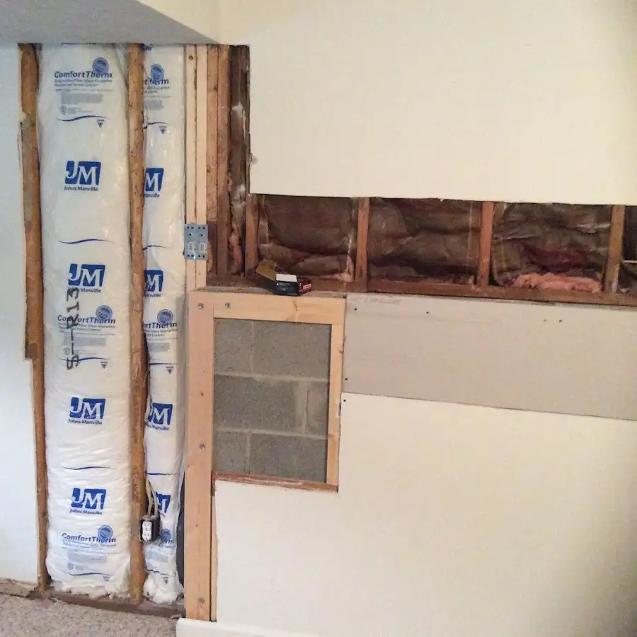 Wall insulation replacement during Basement Flood Cleanup in Forest Park